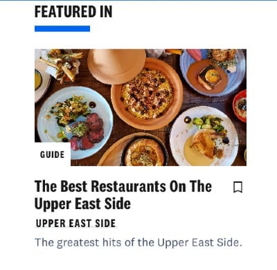 Lashevet chosen Best Restaaurants on the upper East Side 2022